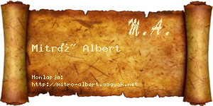 Mitró Albert névjegykártya